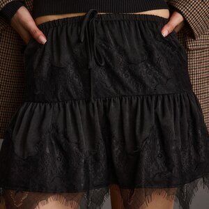 12th Tribe Bexley Black Lace Trim Mini Skirt Size MM